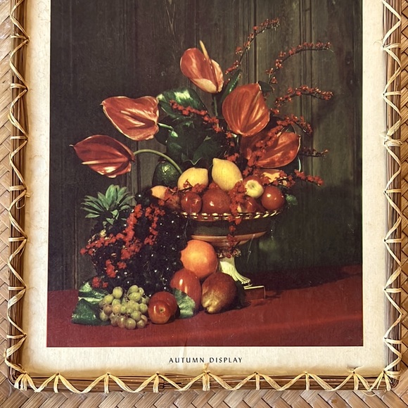 Vintage 1950’s Wicker Rattan Framed Print - Picture 7 of 9